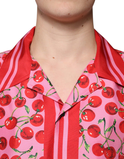 Шовкова повсякденна сорочка Dolce &amp; Gabbana Pink Cherry