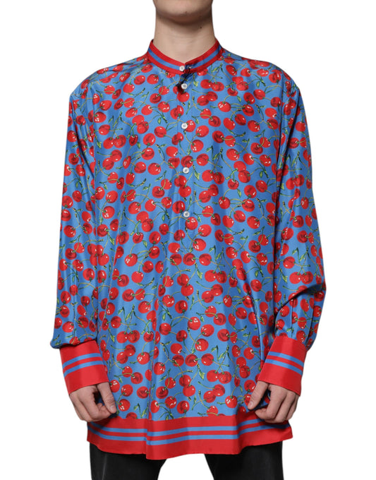 Шовкова повсякденна сорочка Dolce &amp; Gabbana Blue Cherry