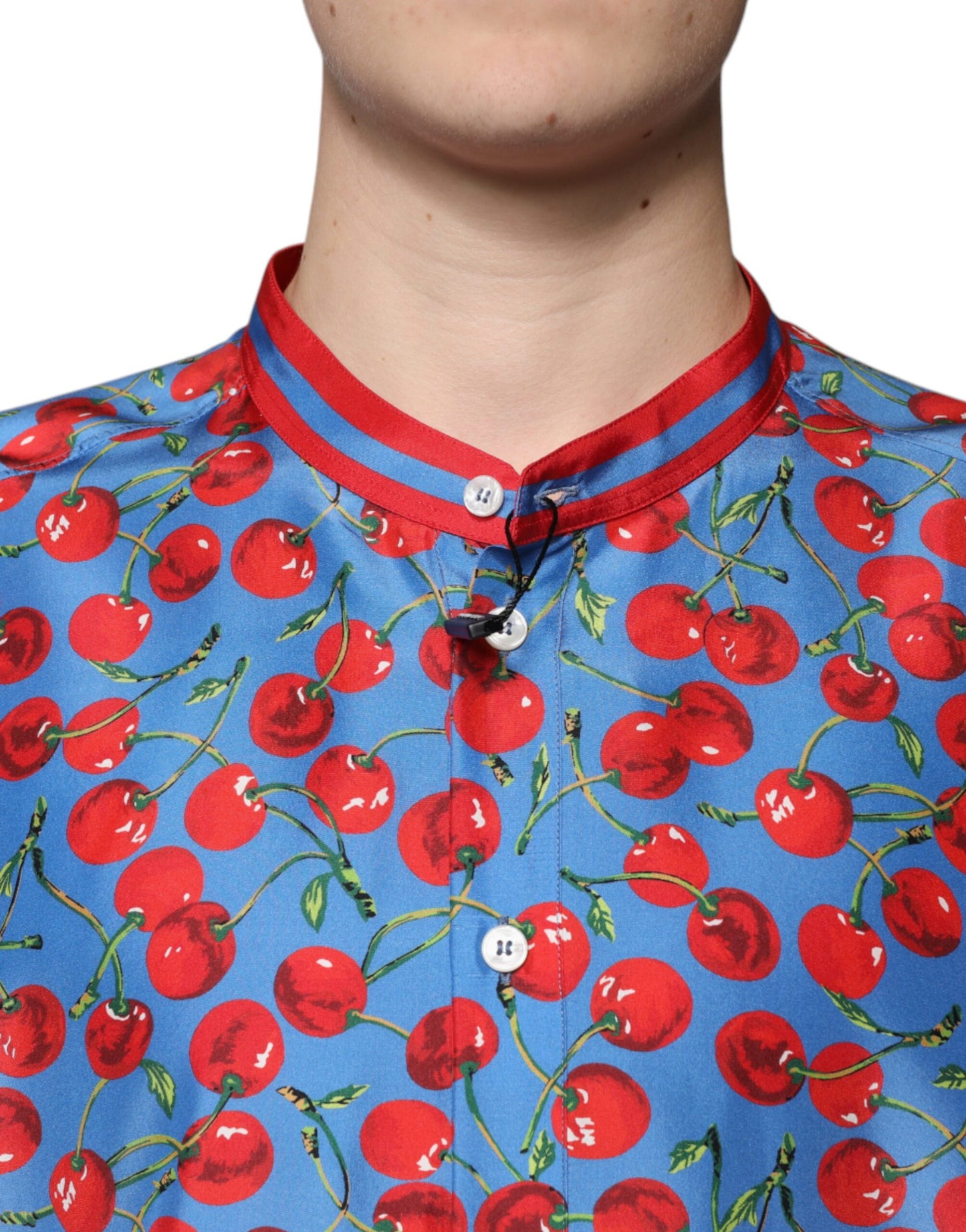 Шовкова повсякденна сорочка Dolce &amp; Gabbana Blue Cherry