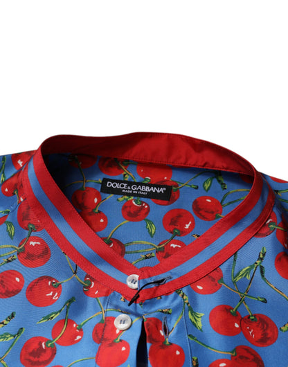 Шовкова повсякденна сорочка Dolce &amp; Gabbana Blue Cherry