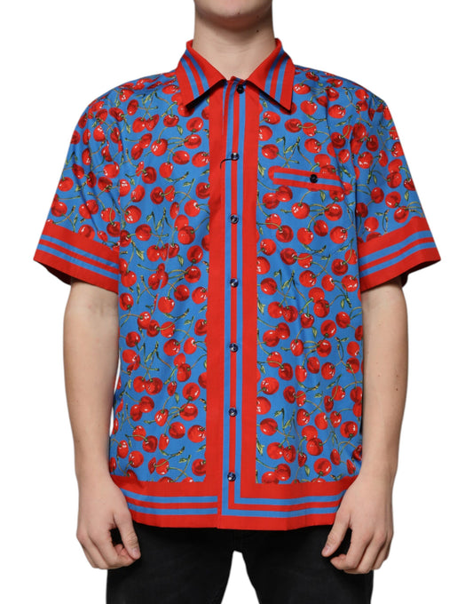 Бавовняна повсякденна сорочка Dolce &amp; Gabbana Blue Cherry