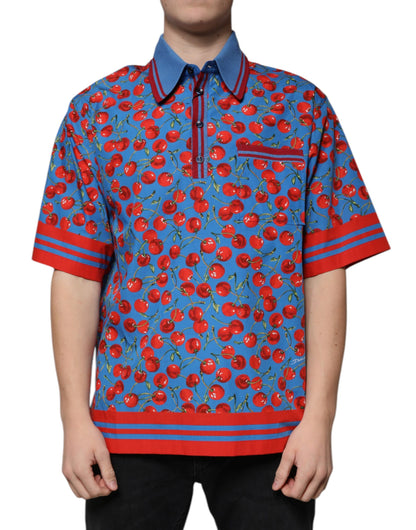 Чоловіча футболка поло Dolce &amp; Gabbana Blue Cherry з бавовняним коміром