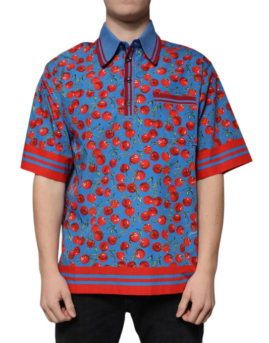 Чоловіча футболка поло Dolce &amp; Gabbana Blue Cherry з бавовняним коміром