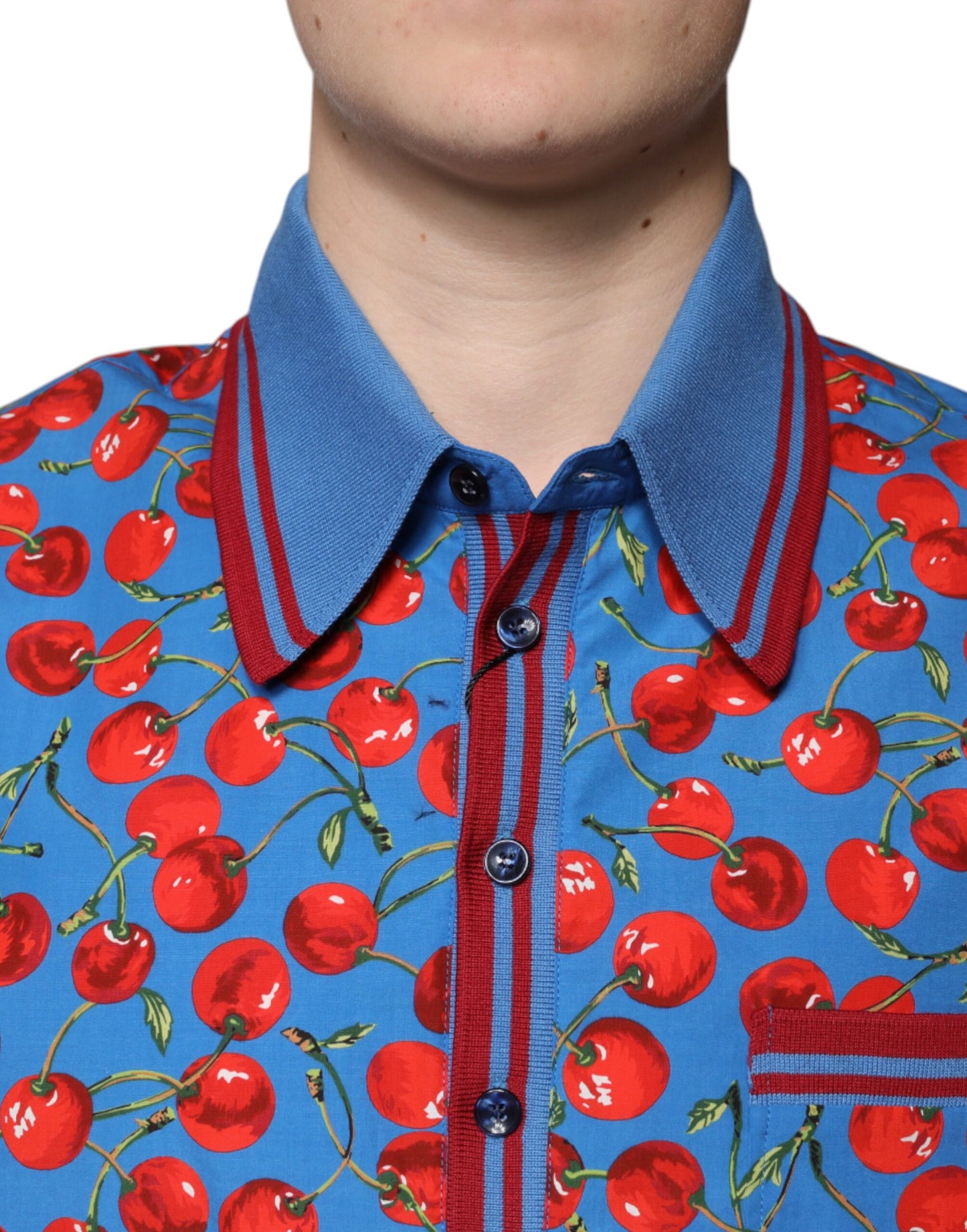 Чоловіча футболка поло Dolce &amp; Gabbana Blue Cherry з бавовняним коміром