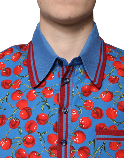 Чоловіча футболка поло Dolce &amp; Gabbana Blue Cherry з бавовняним коміром