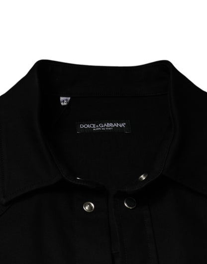 Чорна бавовняна сорочка з коміром Dolce &amp; Gabbana на ґудзиках