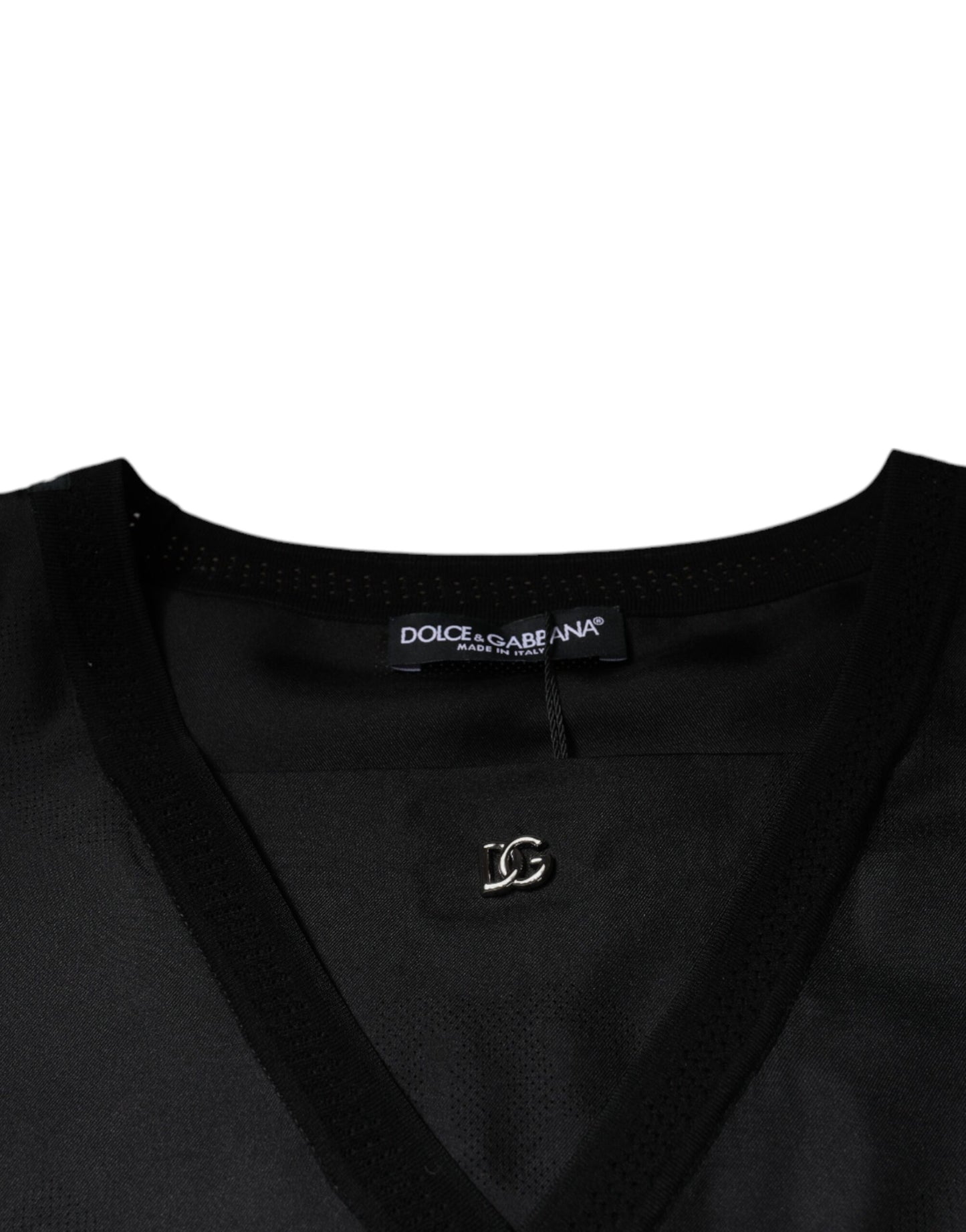 Чорна бавовняна футболка Dolce &amp; Gabbana з квадратним вирізом і короткими рукавами