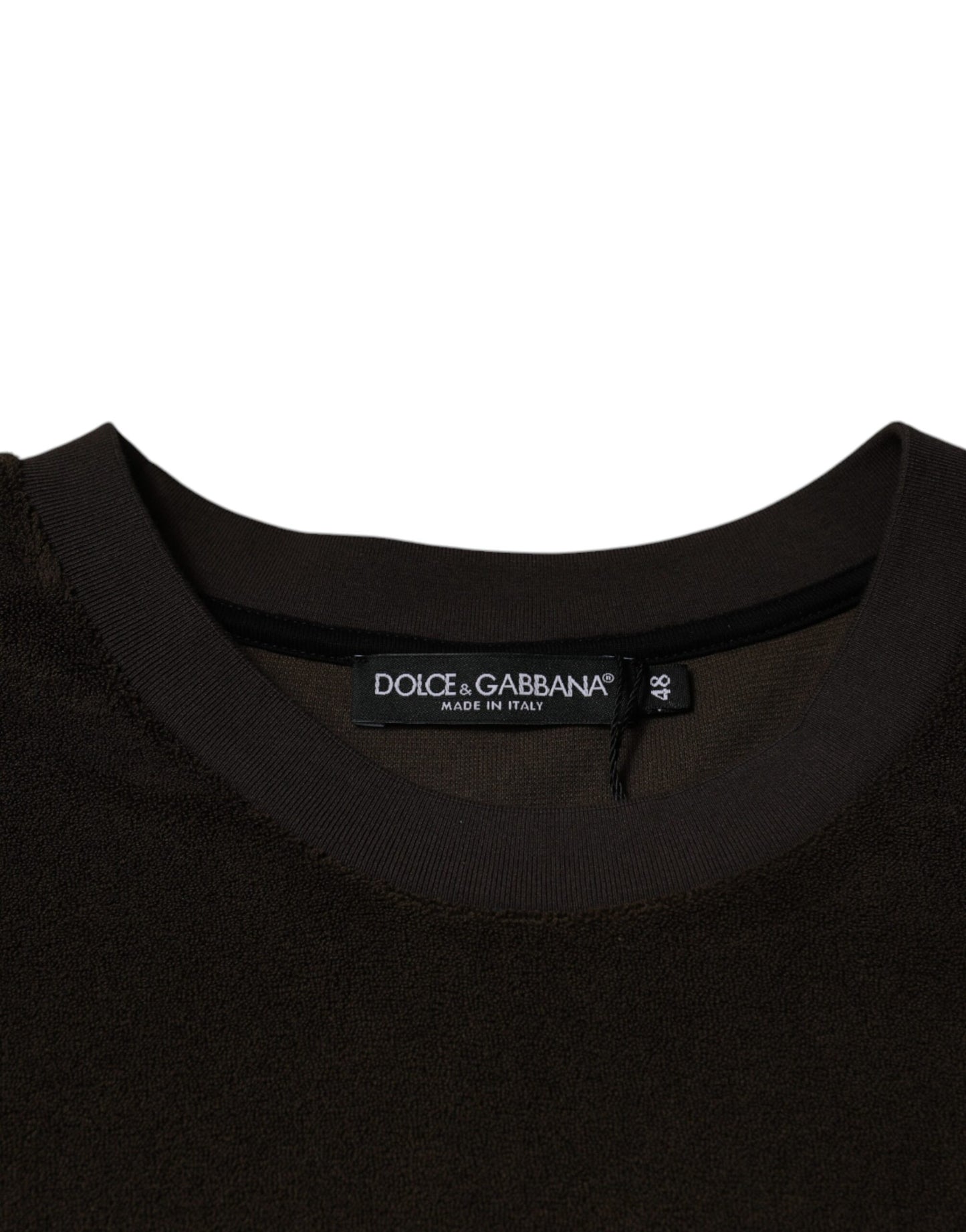 Коричнева бавовняна футболка Dolce &amp; Gabbana з круглим вирізом і короткими рукавами