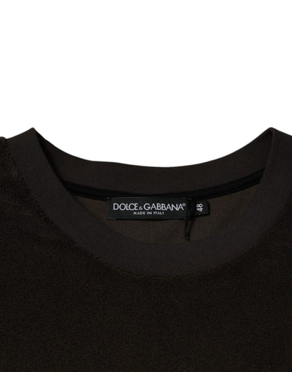 Коричнева бавовняна футболка Dolce &amp; Gabbana з круглим вирізом і короткими рукавами