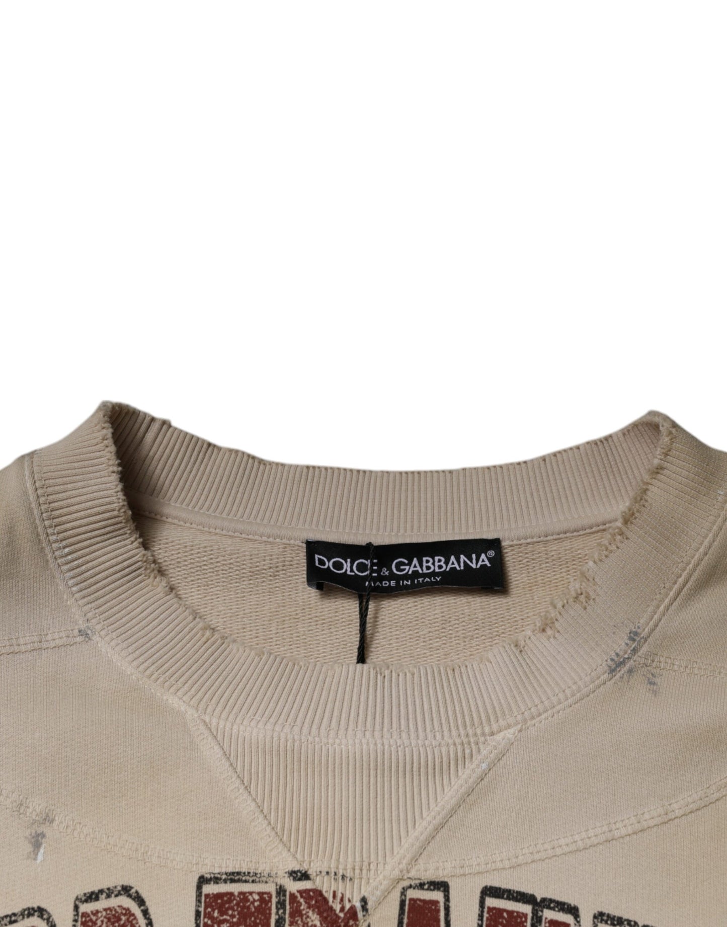 Бежева бавовняна футболка без рукавів з круглим вирізом Dolce &amp; Gabbana