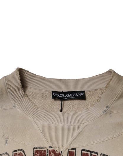 Бежева бавовняна футболка без рукавів з круглим вирізом Dolce &amp; Gabbana