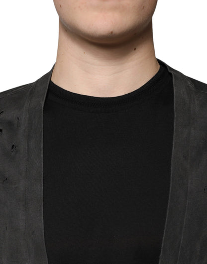 Чорна бавовняна футболка Dolce &amp; Gabbana з круглим вирізом і короткими рукавами