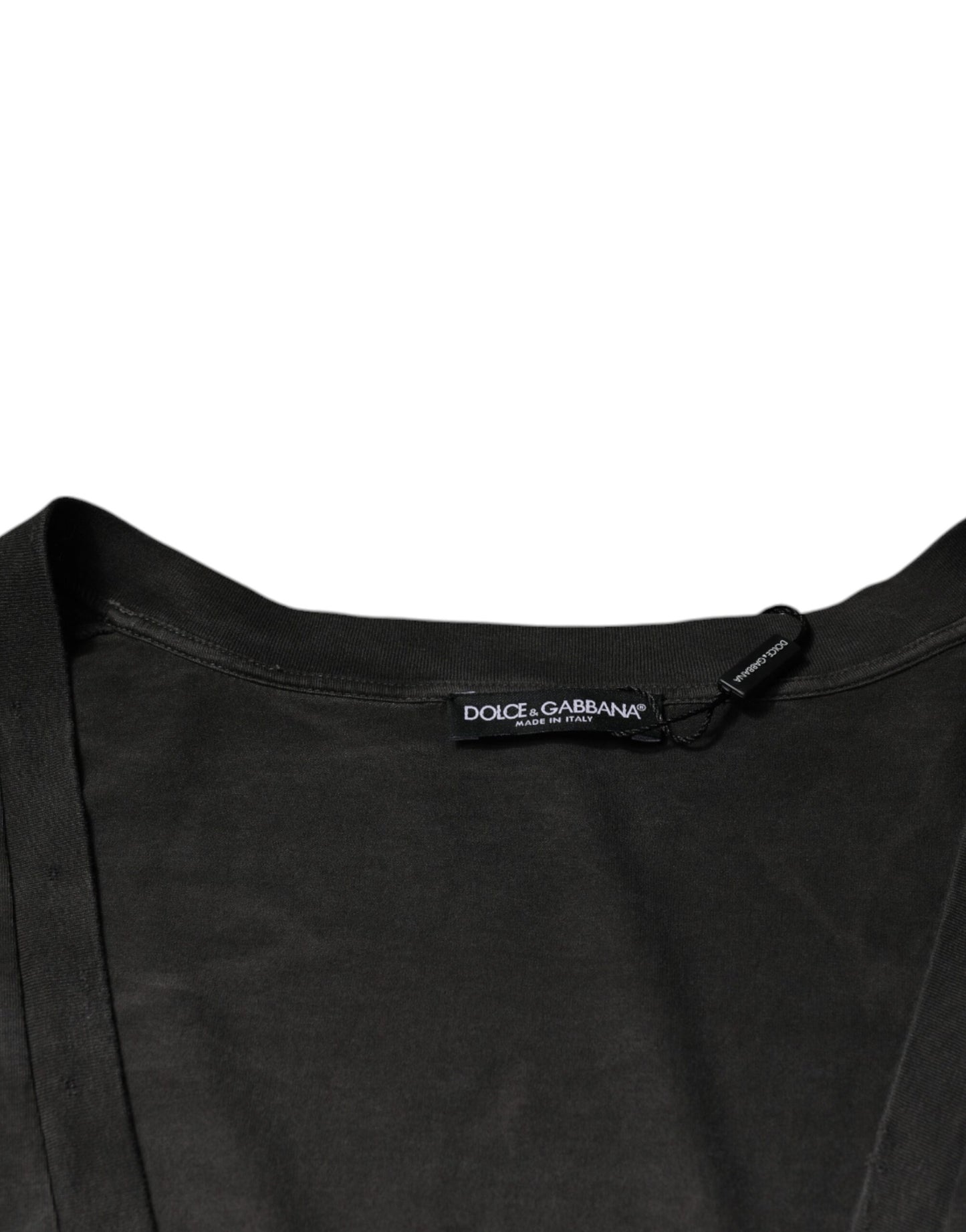 Чорна бавовняна футболка Dolce &amp; Gabbana з круглим вирізом і короткими рукавами