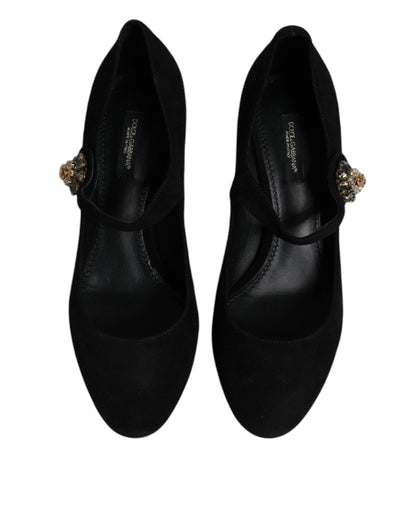Чорні замшеві туфлі Dolce &amp; Gabbana Crystal Mary Jane Heels