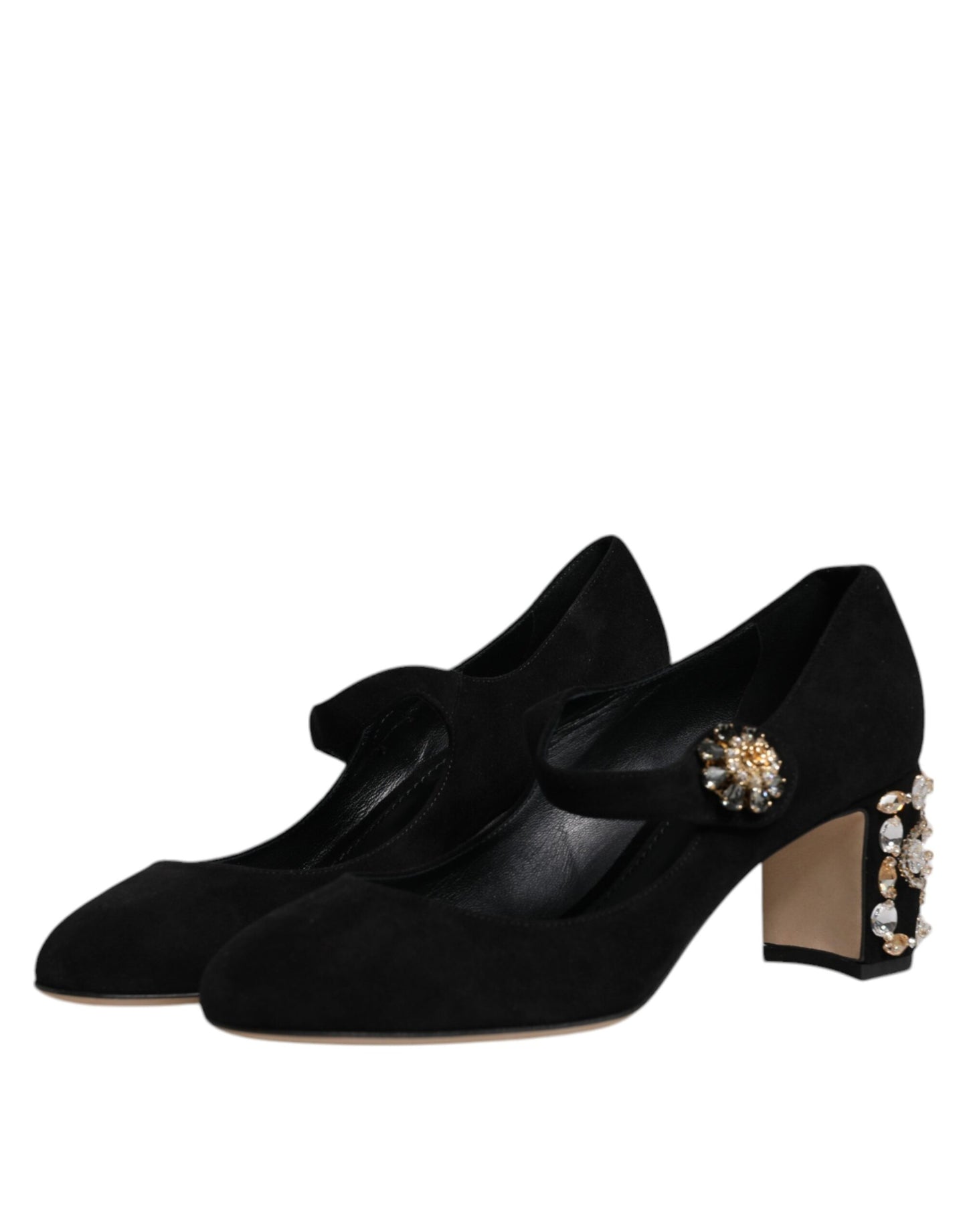 Чорні замшеві туфлі Dolce &amp; Gabbana Crystal Mary Jane Heels