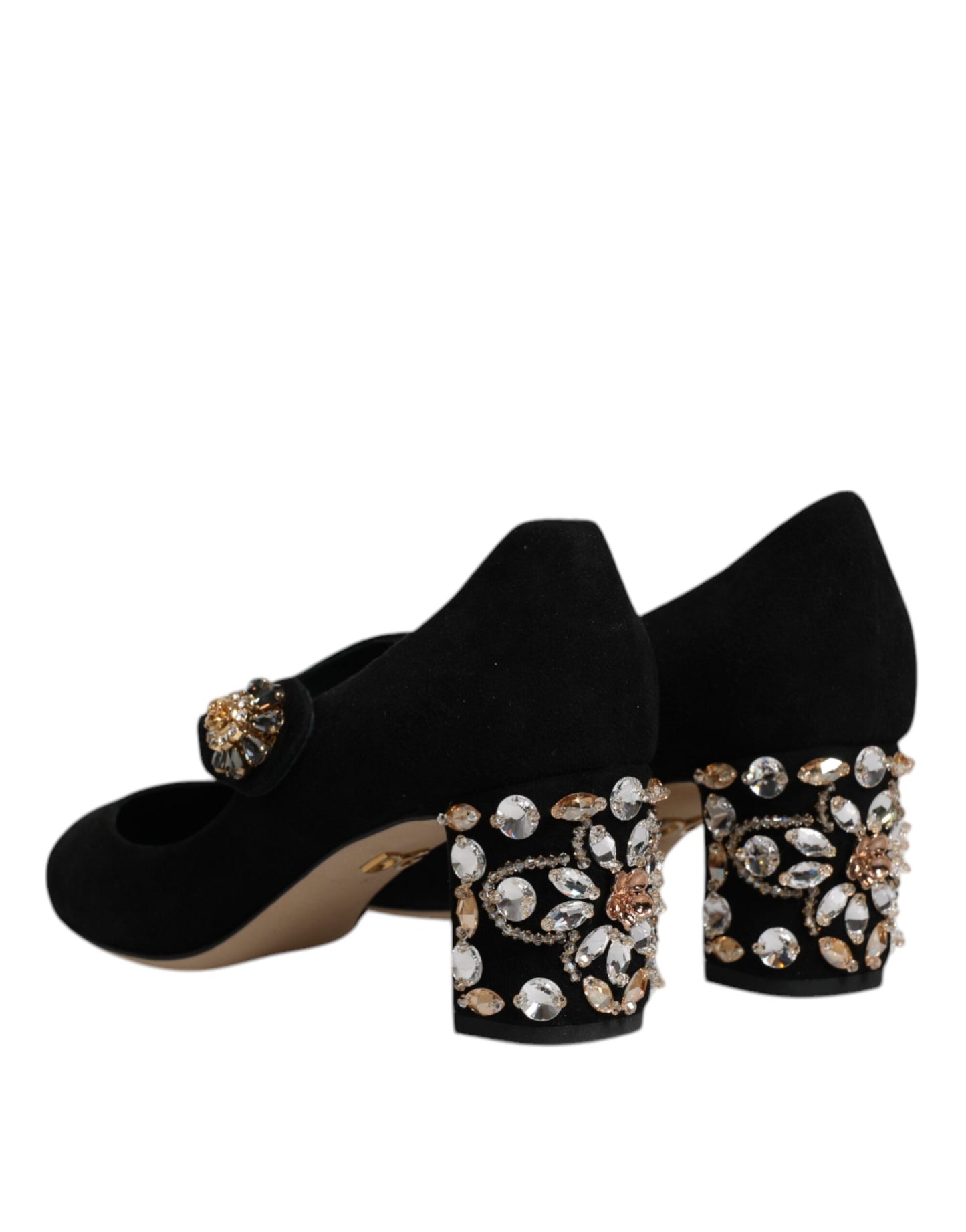 Чорні замшеві туфлі Dolce &amp; Gabbana Crystal Mary Jane Heels