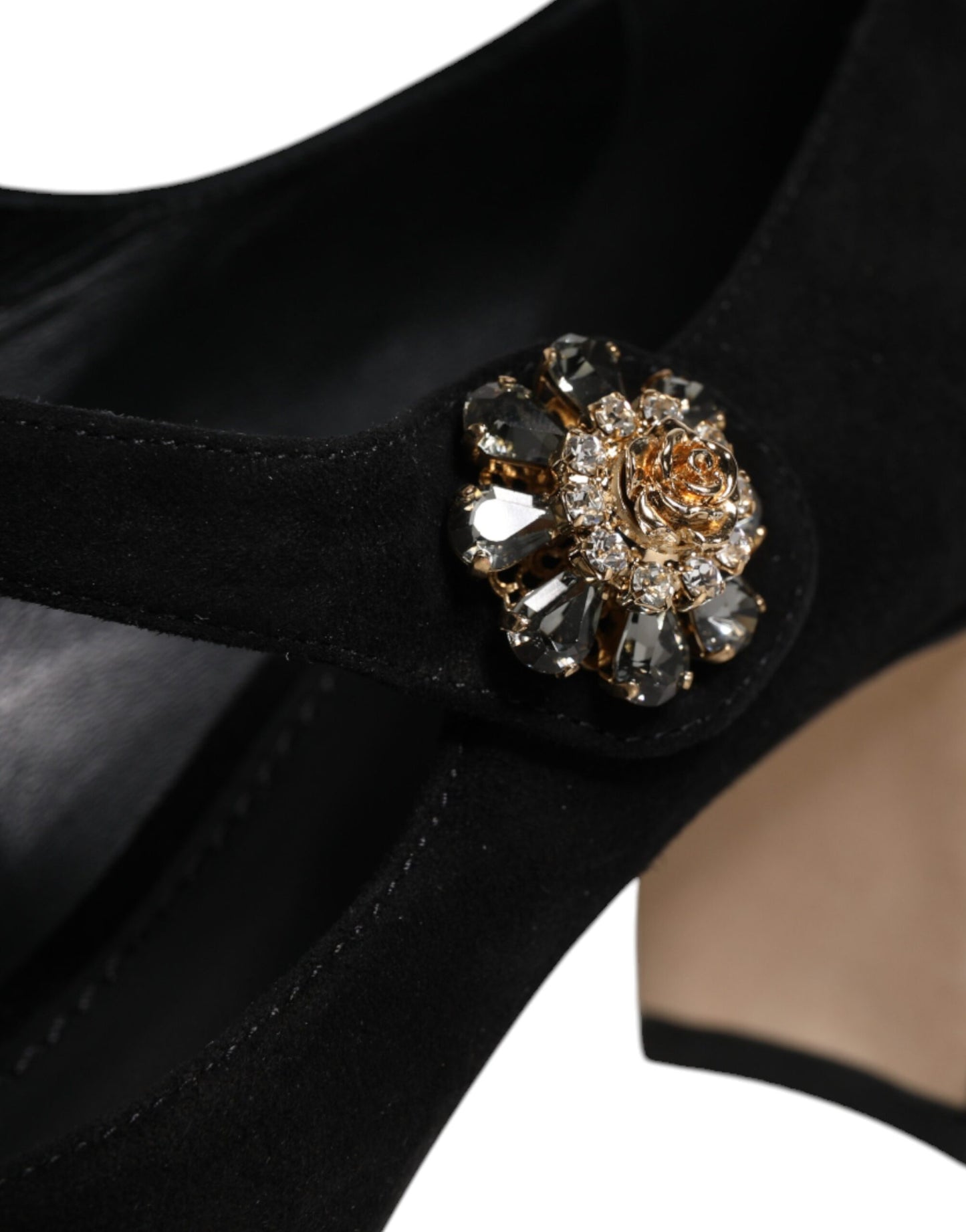 Чорні замшеві туфлі Dolce &amp; Gabbana Crystal Mary Jane Heels