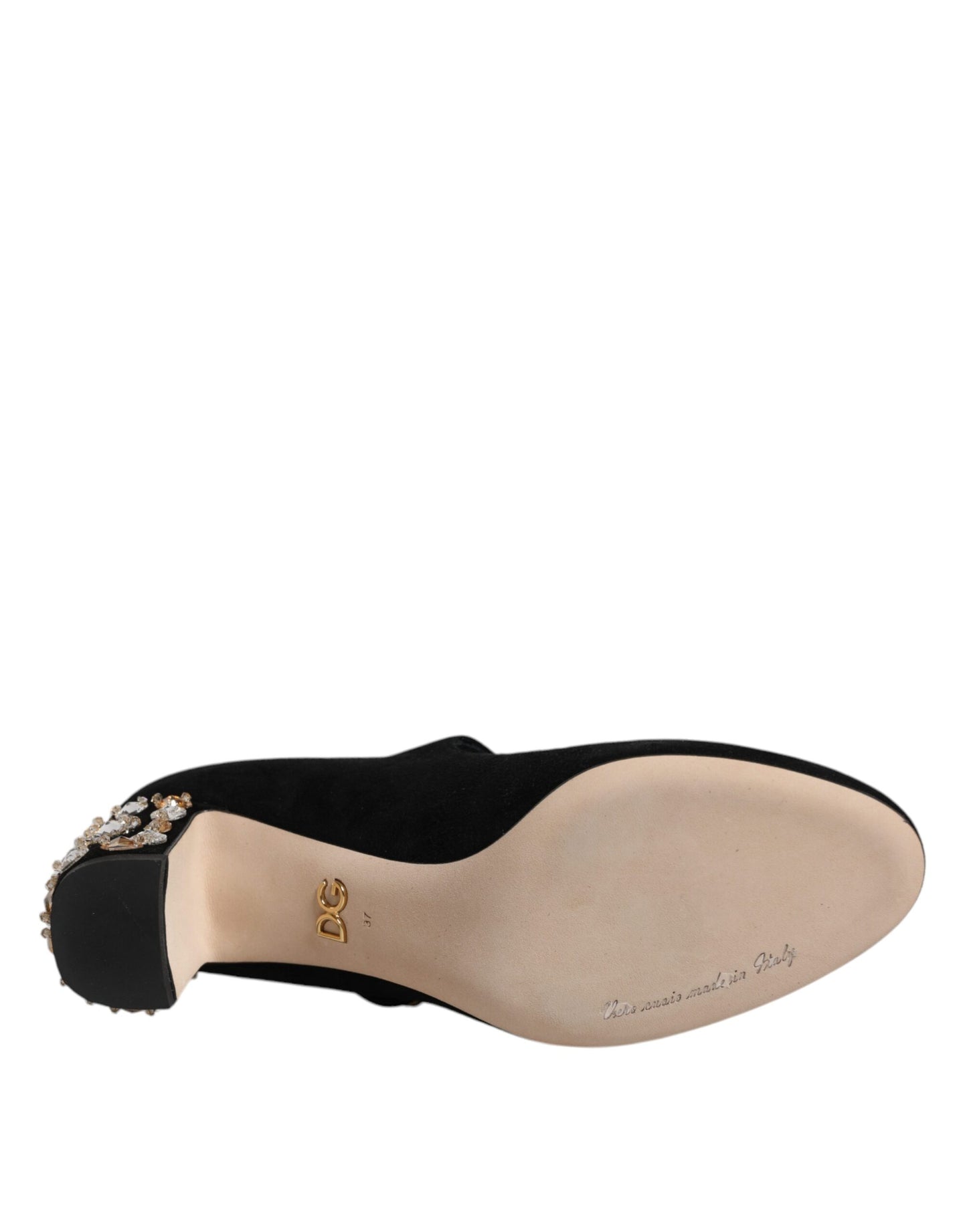Чорні замшеві туфлі Dolce &amp; Gabbana Crystal Mary Jane Heels