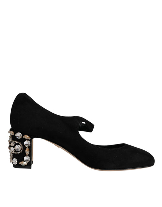 Чорні замшеві туфлі Dolce &amp; Gabbana Crystal Mary Jane Heels