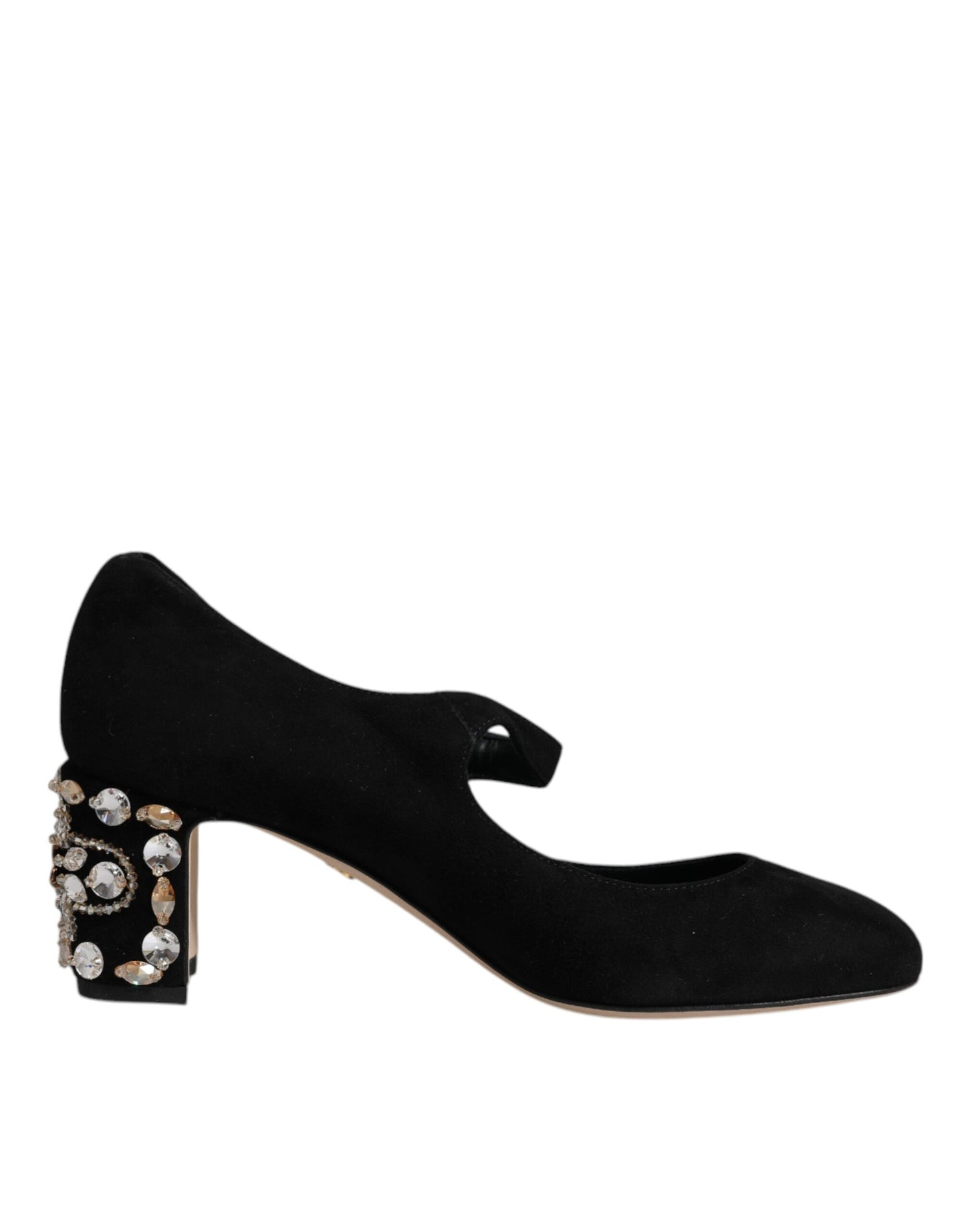 Чорні замшеві туфлі Dolce &amp; Gabbana Crystal Mary Jane Heels