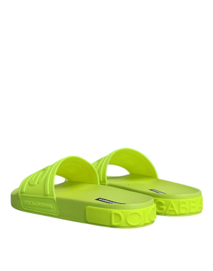 Dolce &amp; Gabbana Green Rubber Slides Сандалі Пляжний одяг Взуття
