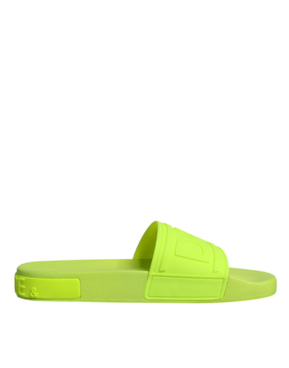 Dolce &amp; Gabbana Green Rubber Slides Сандалі Пляжний одяг Взуття