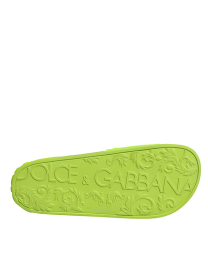 Dolce &amp; Gabbana Green Rubber Slides Сандалі Пляжний одяг Взуття