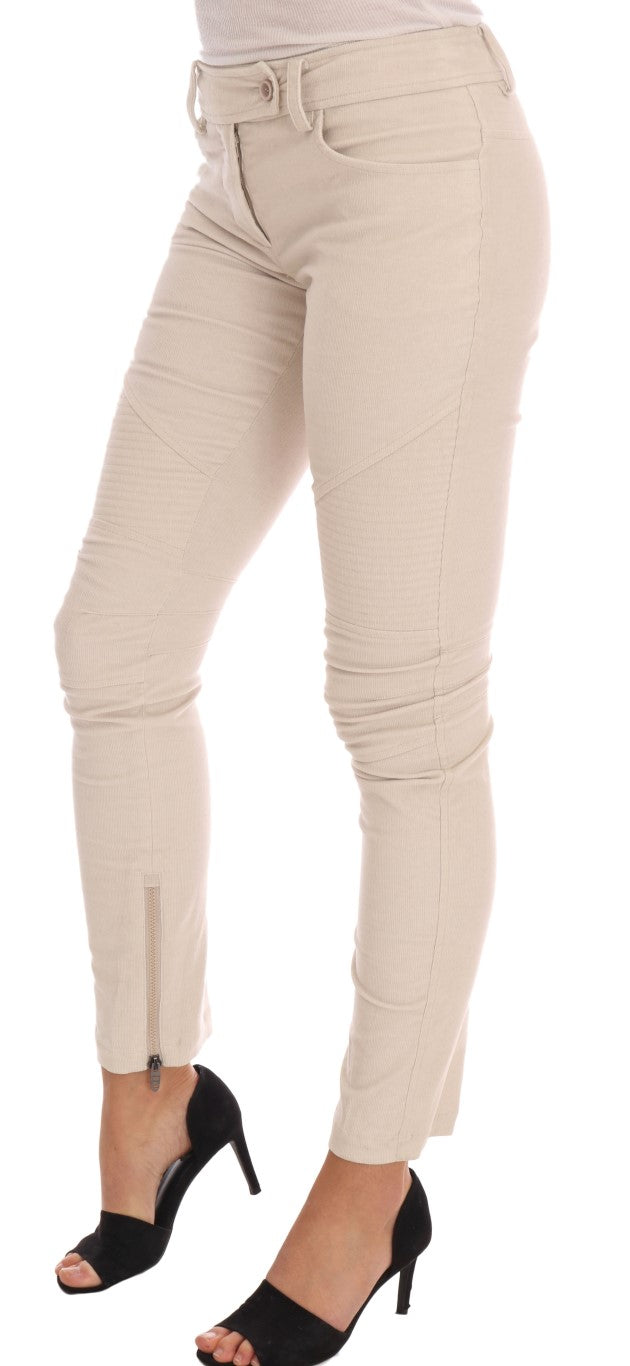 Вузькі штани Ermanno Scervino Chic Beige Corduroy Slim Fit
