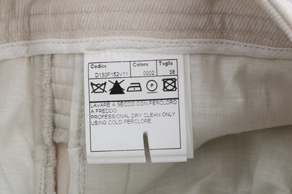 Вузькі штани Ermanno Scervino Chic Beige Corduroy Slim Fit