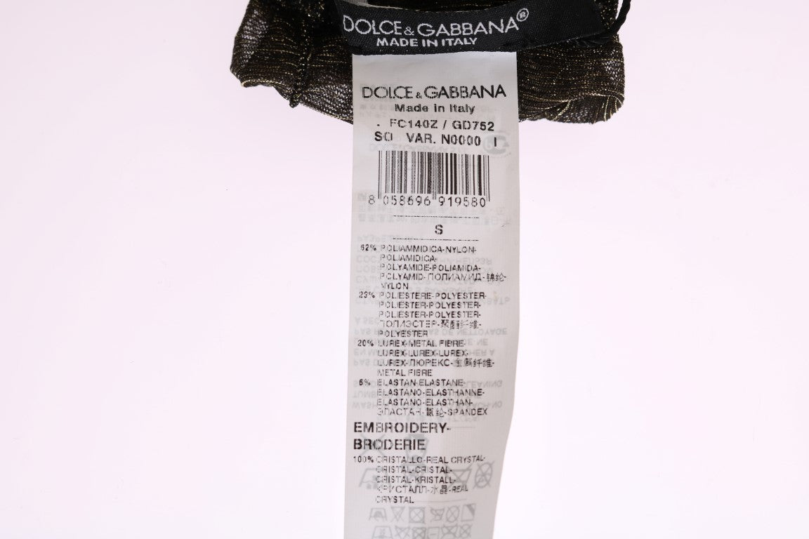 Чорні панчохи Dolce &amp; Gabbana, прикрашені кристалами, до середини гомілки