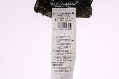Чорні панчохи Dolce &amp; Gabbana, прикрашені кристалами, до середини гомілки
