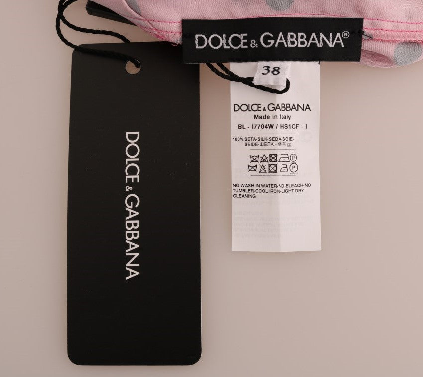 Розкішна рожева шовкова блуза Dolce &amp; Gabbana в горошок