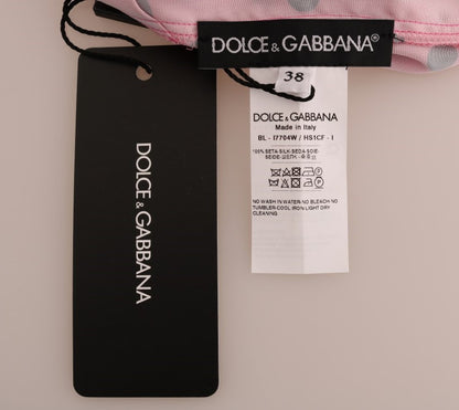 Розкішна рожева шовкова блуза Dolce &amp; Gabbana в горошок