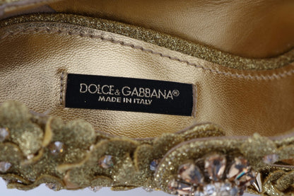 Золоті туфлі Dolce &amp; Gabbana, прикрашені квітковим кристалом