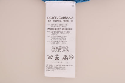 Синій шовковий светр-капрі з блискітками Dolce &amp; Gabbana