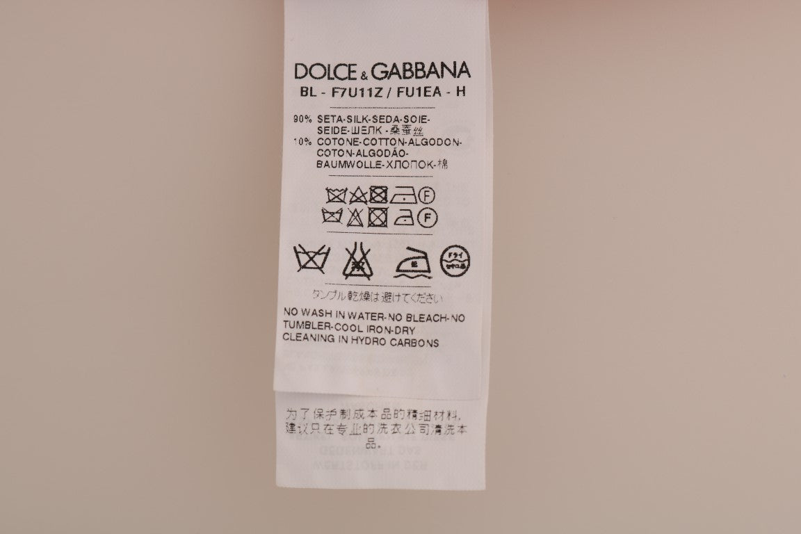 Червоний шовковий елегантний топ Dolce &amp; Gabbana з квітковою вишивкою