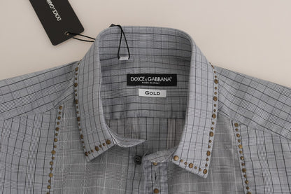 Елегантна сіра повсякденна приталена сорочка в клітку Dolce &amp; Gabbana