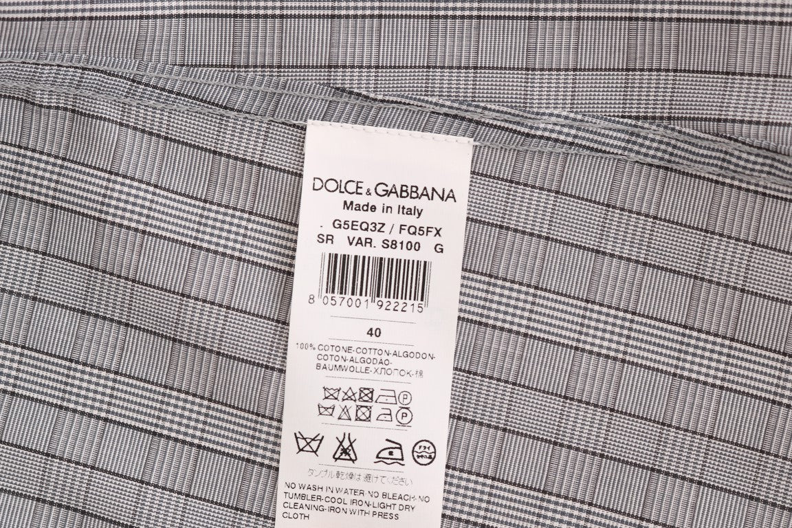 Елегантна сіра повсякденна приталена сорочка в клітку Dolce &amp; Gabbana