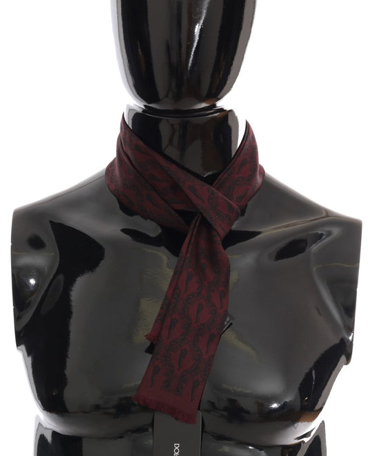 Чоловічий шарф Dolce &amp; Gabbana Silk Bordeaux Crown Chili Print