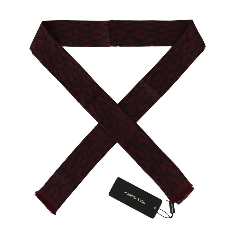 Чоловічий шарф Dolce &amp; Gabbana Silk Bordeaux Crown Chili Print