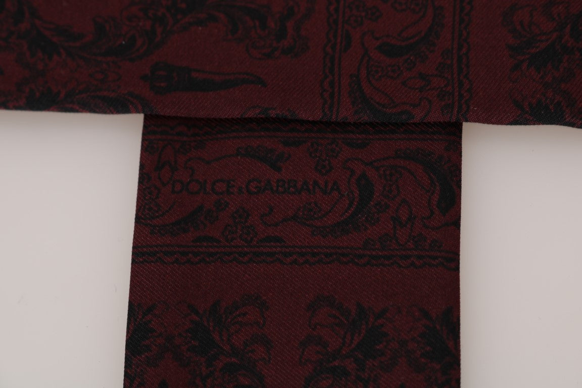 Чоловічий шарф Dolce &amp; Gabbana Silk Bordeaux Crown Chili Print