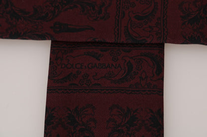 Чоловічий шарф Dolce &amp; Gabbana Silk Bordeaux Crown Chili Print