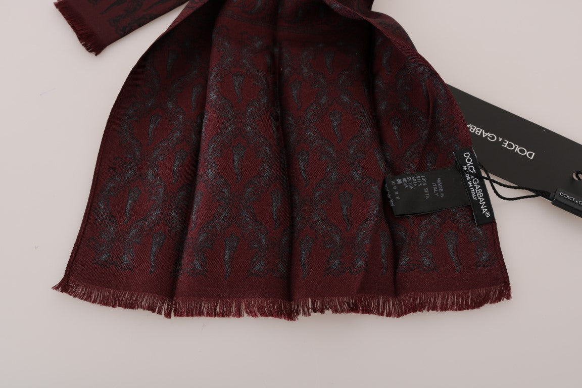 Чоловічий шарф Dolce &amp; Gabbana Silk Bordeaux Crown Chili Print