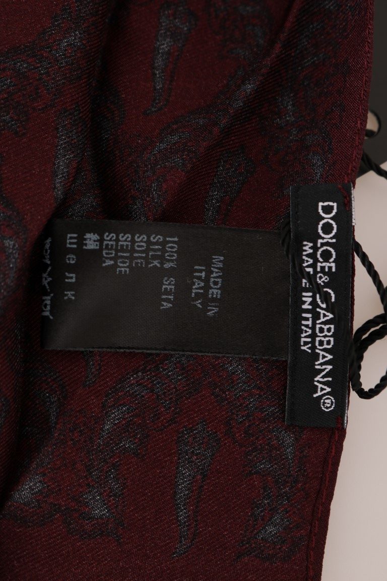 Чоловічий шарф Dolce &amp; Gabbana Silk Bordeaux Crown Chili Print