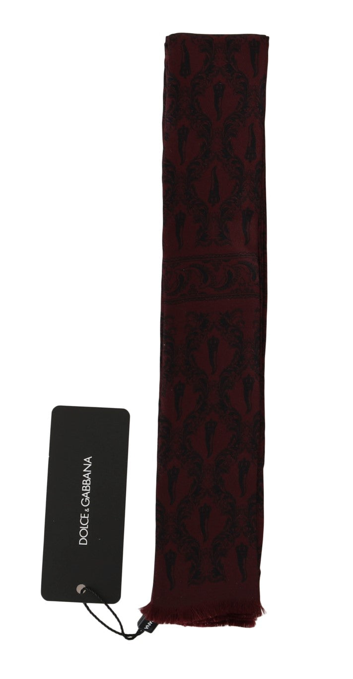 Чоловічий шарф Dolce &amp; Gabbana Silk Bordeaux Crown Chili Print