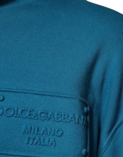 Бавовняний світшот із синім логотипом Dolce &amp; Gabbana з капюшоном