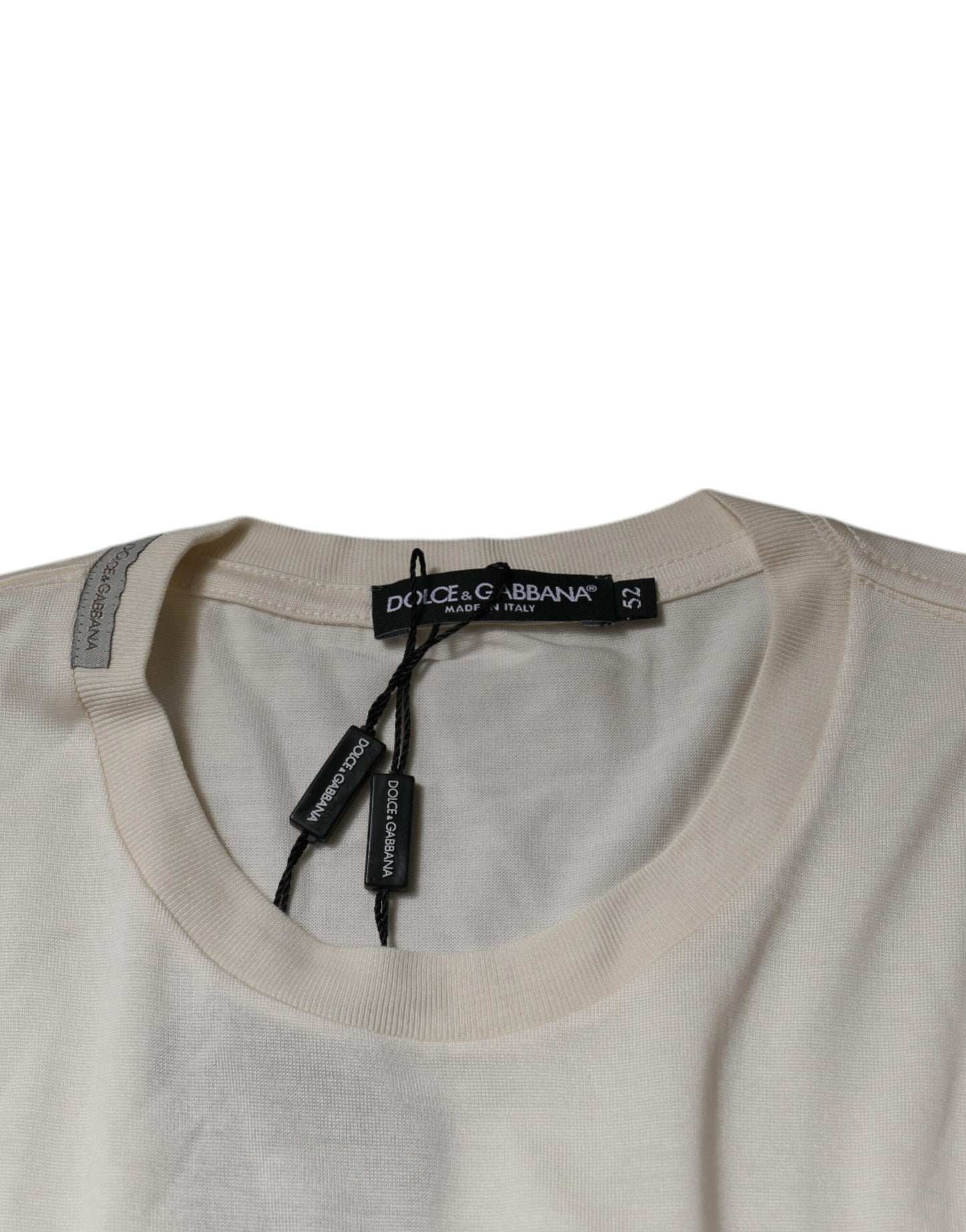 Футболка Dolce &amp; Gabbana Off White з круглим вирізом і короткими рукавами