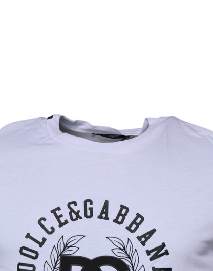 Бавовняна футболка з круглим вирізом із принтом білого логотипу Dolce &amp; Gabbana