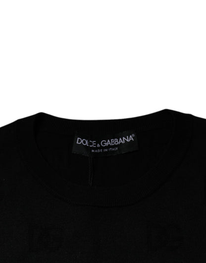 Чорна шовкова футболка без рукавів із круглим вирізом Dolce &amp; Gabbana