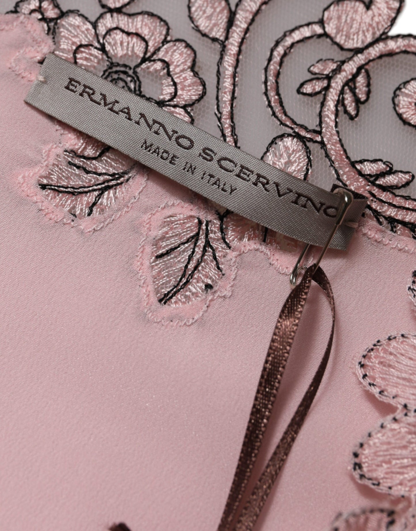 Ermanno Scervino Рожева сукня міді з квітковим мереживом і короткими рукавами з v-подібним вирізом